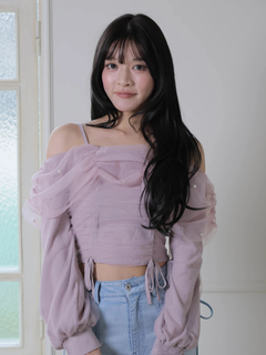 LIP SERVICE(リップサービス) |チュールギャザーオフショルトップス