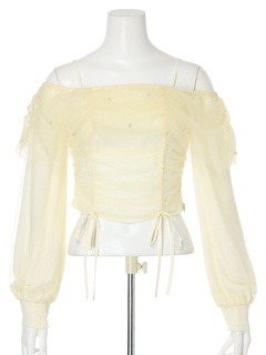 LIP SERVICE(リップサービス) |チュールギャザーオフショルトップス