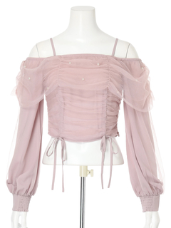 LIP SERVICE(リップサービス) |チュールギャザーオフショルトップス