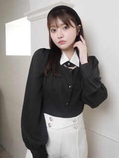 LIP SERVICE(リップサービス) |デコルテオープンロングスリーブブラウス