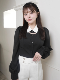 LIP SERVICE(リップサービス) |デコルテオープンロングスリーブブラウス