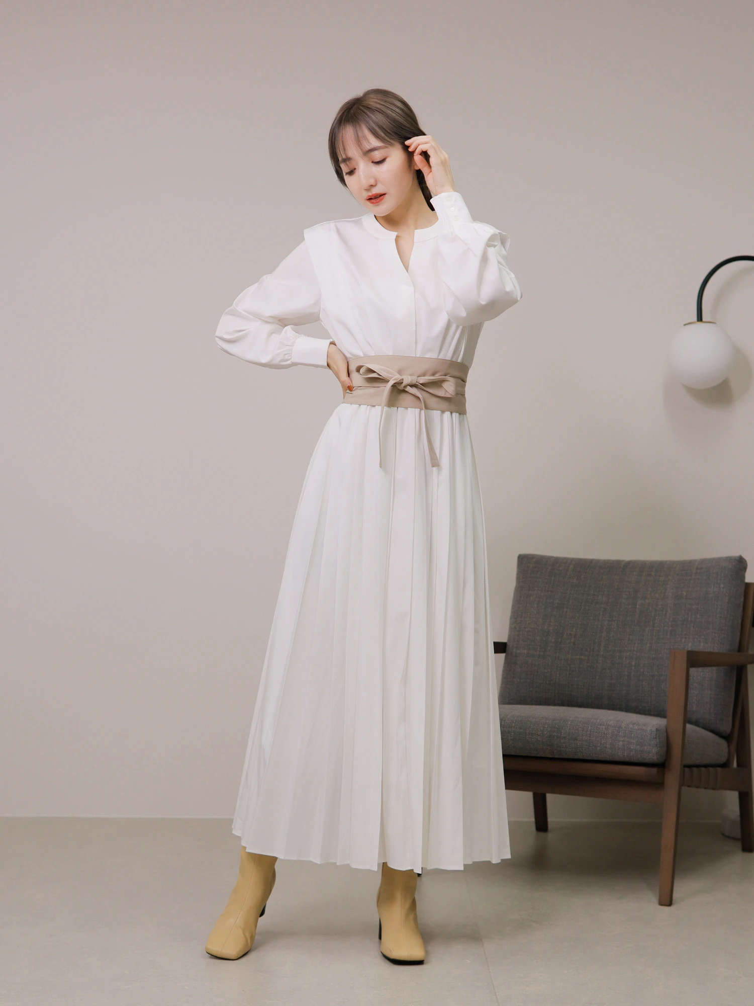 LADYMADE（レディメイド）｜ サッシュベルトプリーツシャツワンピース