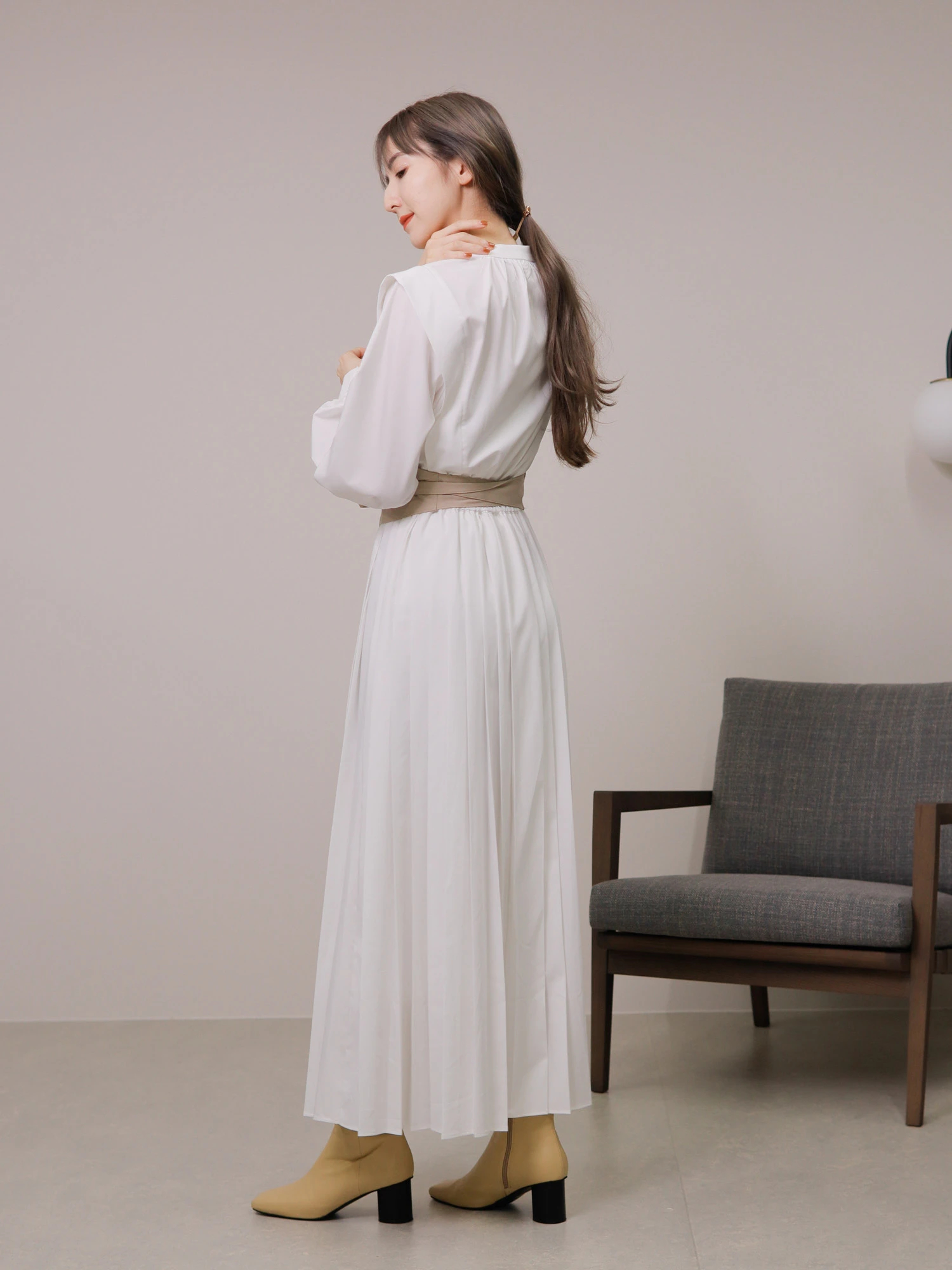 LADYMADE（レディメイド）｜ サッシュベルトプリーツシャツワンピース