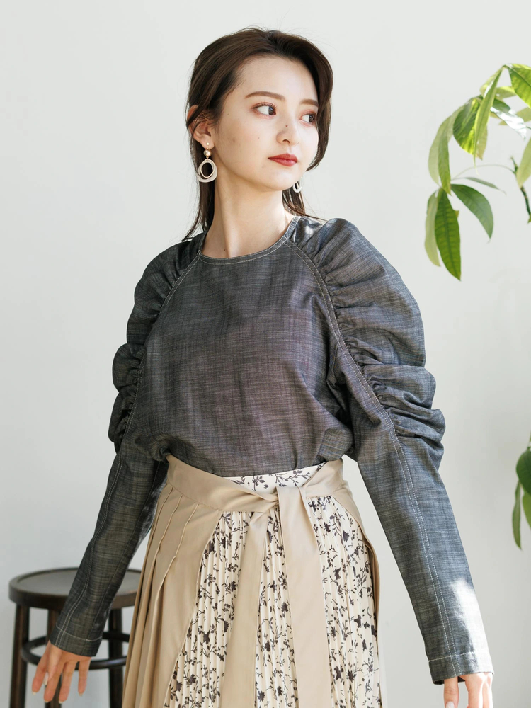 LADYMADE(レディメイド) |ギャザーショルダーデニムブラウス