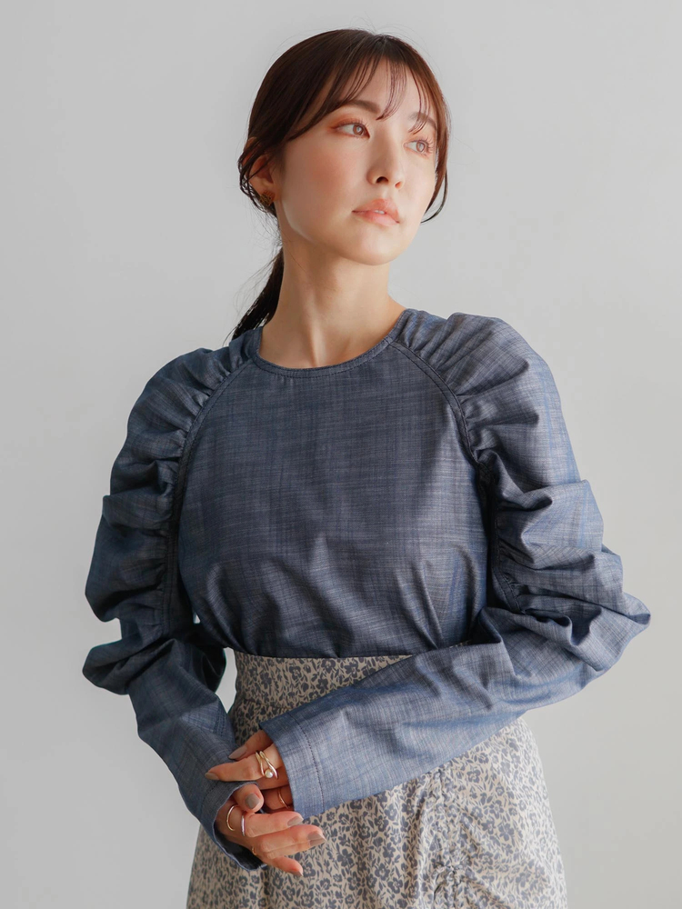 LADYMADE(レディメイド) |ギャザーショルダーデニムブラウス