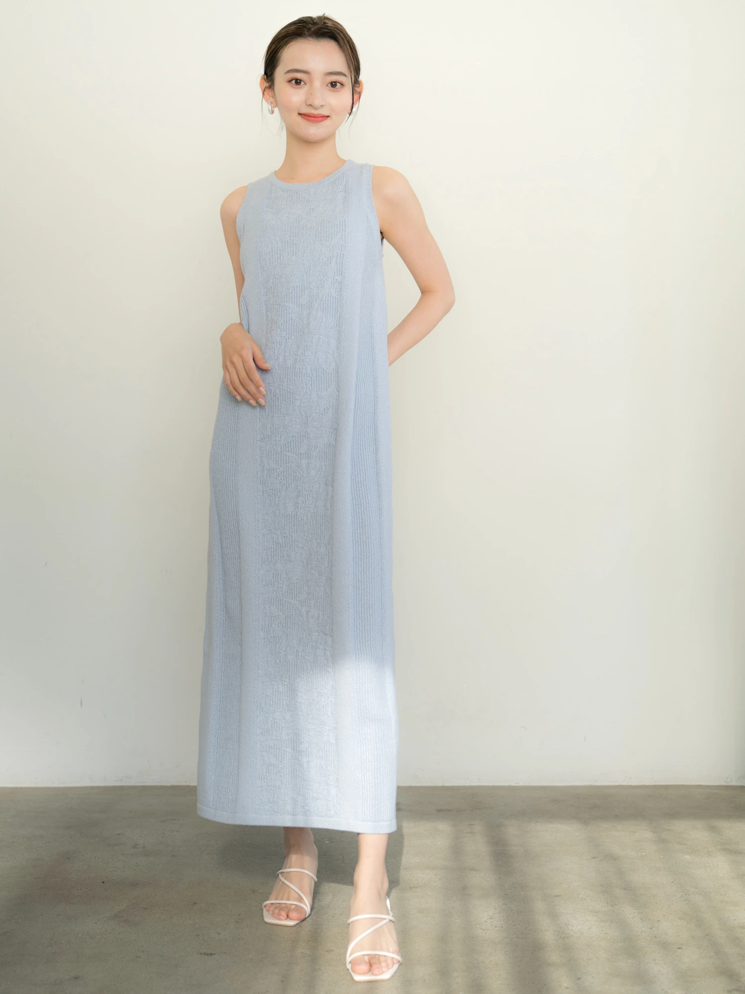 LADYMADE メッシュフラワーニットワンピース、メッシュフラワーカーデ