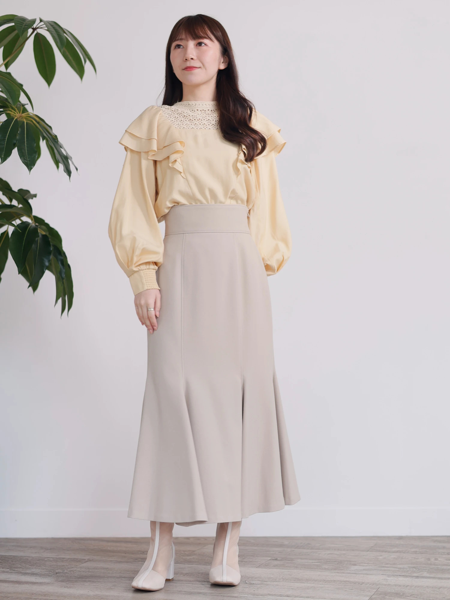 新発売の LADYMADE（レディメイド）｜ かぎ針ニットドッキングフリル シャツ+ブラウス(長袖+七分)