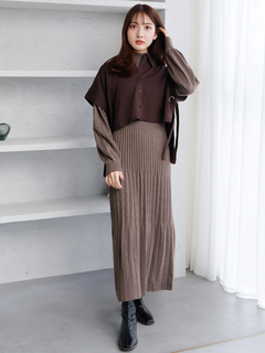 LADYMADE(レディメイド) |シャツベストレイヤードプリーツニットワンピース