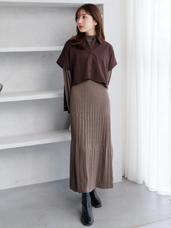 LADYMADE(レディメイド) |シャツベストレイヤードプリーツニットワンピース