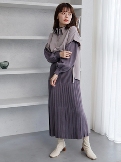 LADYMADE(レディメイド) |シャツベストレイヤードプリーツニットワンピース