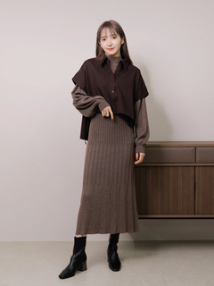 LADYMADE(レディメイド) |シャツベストレイヤードプリーツニットワンピース