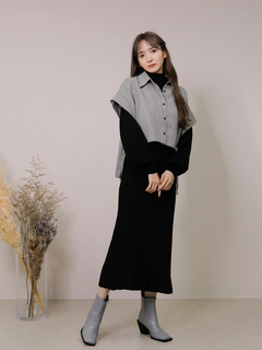 LADYMADE(レディメイド) |シャツベストレイヤードプリーツニットワンピース