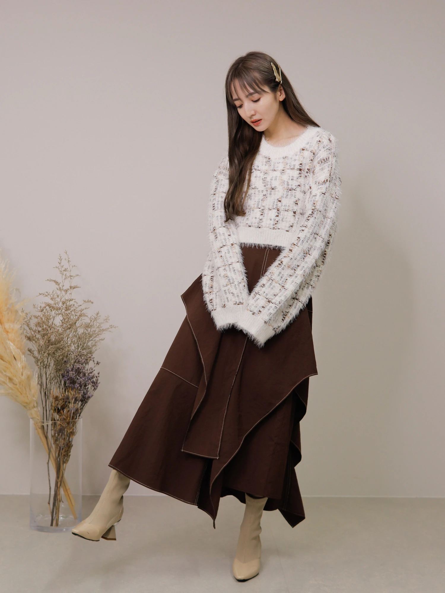 LADYMADE（レディメイド）｜ ツイードフェザーショートニット