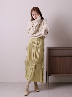 LADYMADE(レディメイド) |サイドリボンサテンティアードスカート