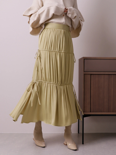 LADYMADE(レディメイド) |サイドリボンサテンティアードスカート