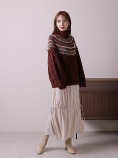 LADYMADE(レディメイド) |サイドリボンサテンティアードスカート