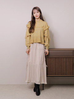 LADYMADE(レディメイド) |サイドリボンサテンティアードスカート