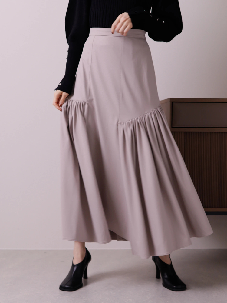 LADYMADE(レディメイド) |レザーライクトリコットロングスカート