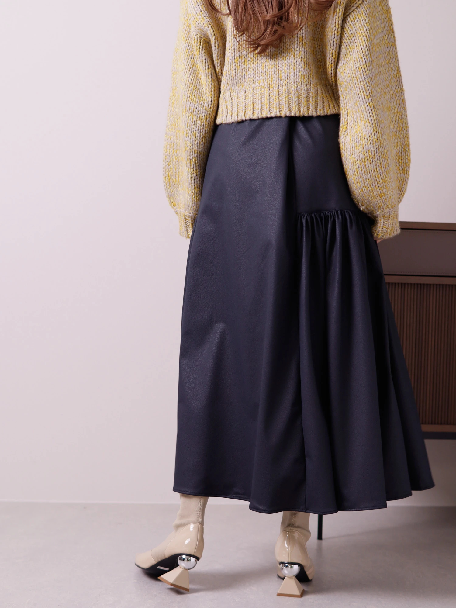 エトロ本革マキシスカート LADYMADE（レディメイド）｜ レザーライクトリコットロングスカート