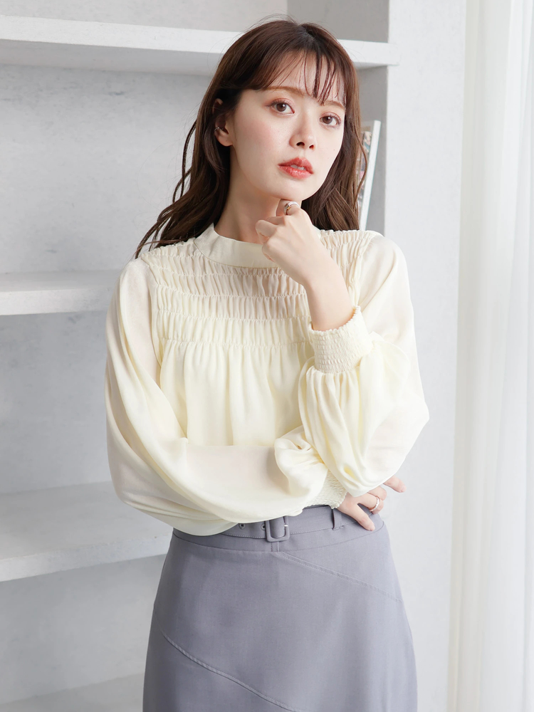 LADYMADE(レディメイド) |シャーリング2WAYボウタイブラウス