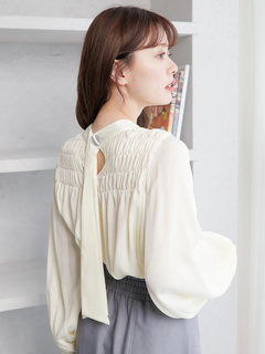 LADYMADE(レディメイド) |シャーリング2WAYボウタイブラウス