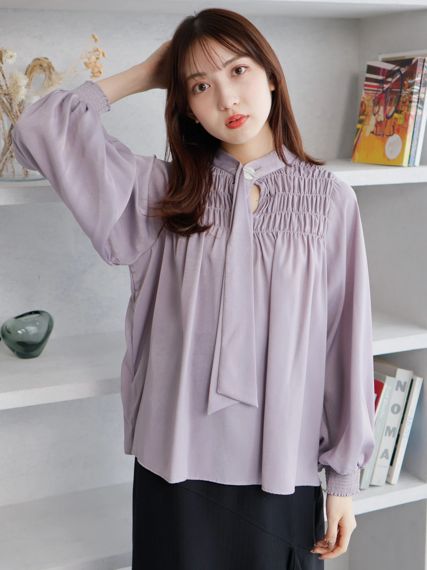 LADYMADE / レディメイド　ブラウスシャーリングシャツ LADYMADE シャツ ブラウス ダブルカラーシャーリングシャツ