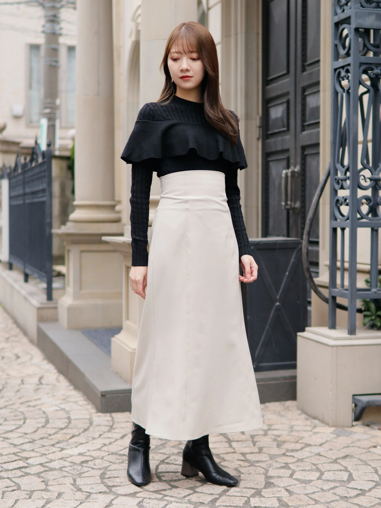 LADYMADE(レディメイド) |ケーブルフリルニットドッキングワンピース