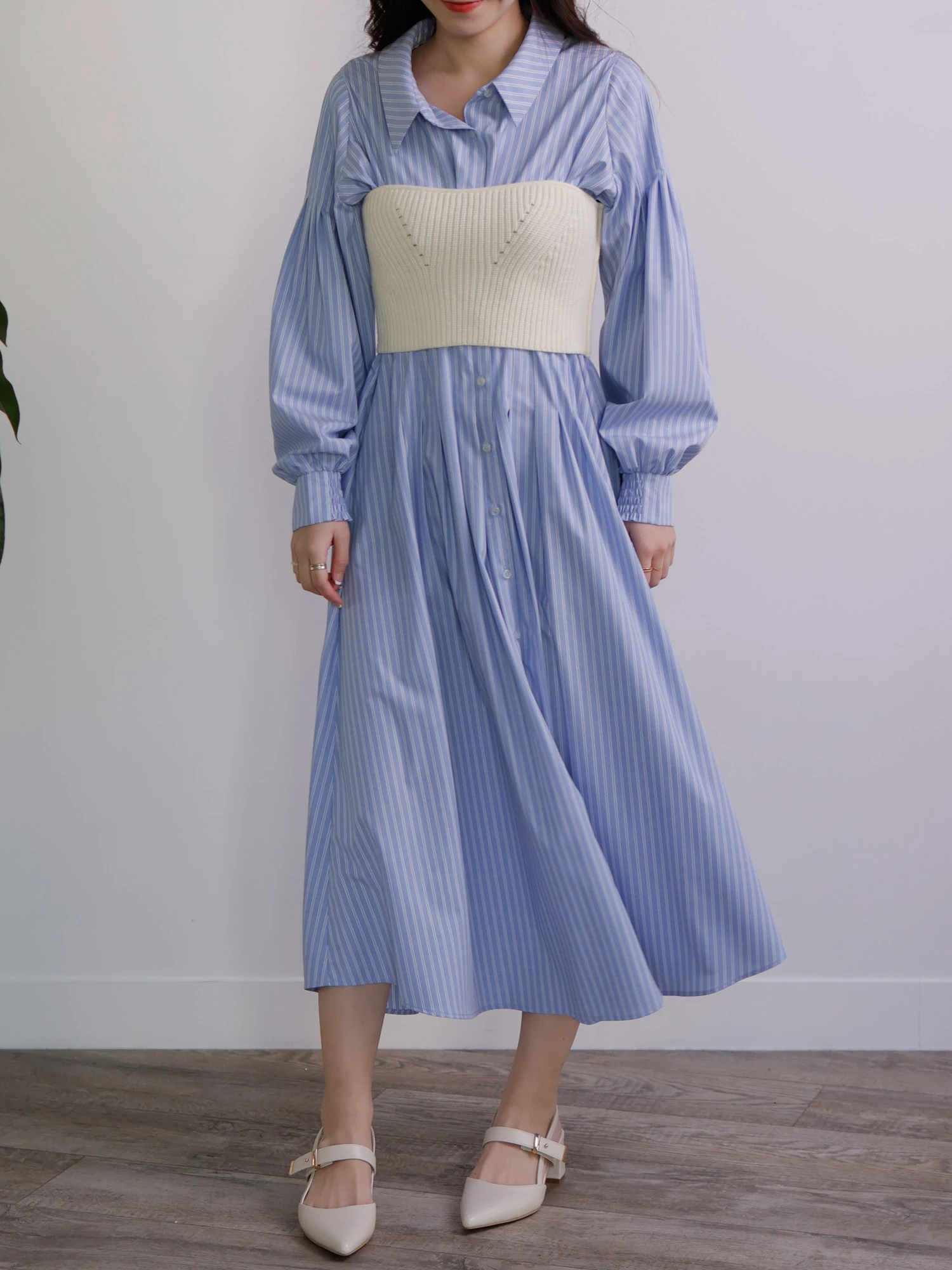 LADYMADE(レディメイド)| ニットビスチェSETシャツワンピース LADYMADE(レディメイド)| ニットビスチェSETシャツワンピース