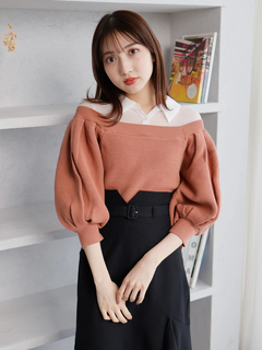 LADYMADE(レディメイド) |シャツレイヤードボリュームスリーブニット