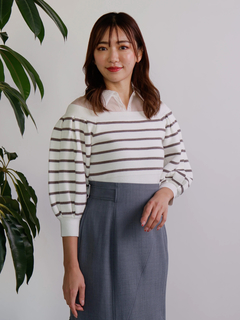 LADYMADE(レディメイド) |シャツレイヤードボリュームスリーブニット