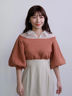 LADYMADE(レディメイド) |シャツレイヤードボリュームスリーブニット