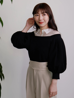 LADYMADE(レディメイド) |シャツレイヤードボリュームスリーブニット
