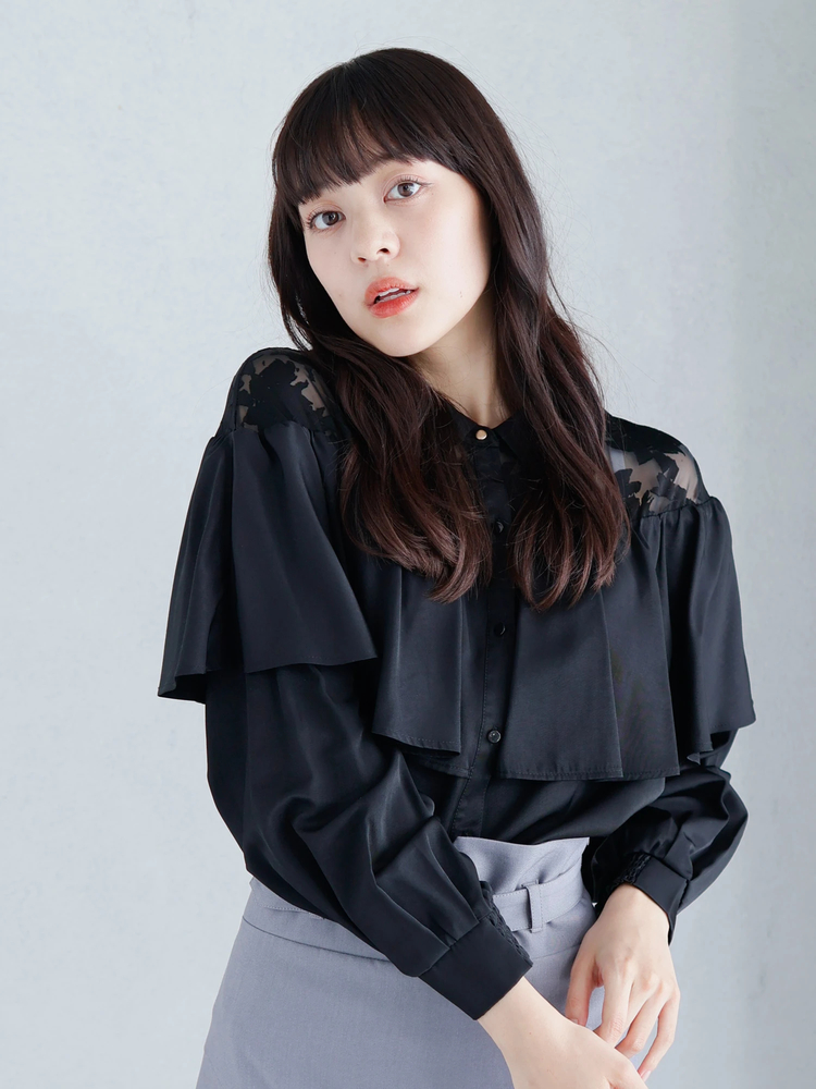 LADYMADE(レディメイド) |ベロアオパールフリルブラウス