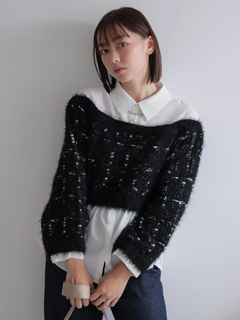 LADYMADE(レディメイド) |シャツドッキングフェザーツイードニット