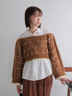 LADYMADE(レディメイド) |シャツドッキングフェザーツイードニット