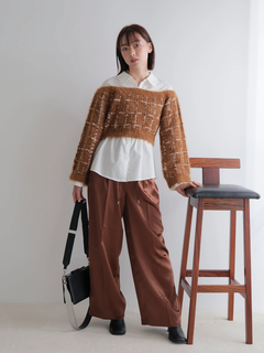 LADYMADE(レディメイド) |シャツドッキングフェザーツイードニット