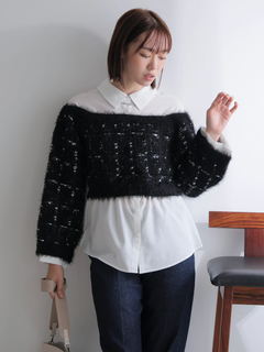 LADYMADE(レディメイド) |シャツドッキングフェザーツイードニット