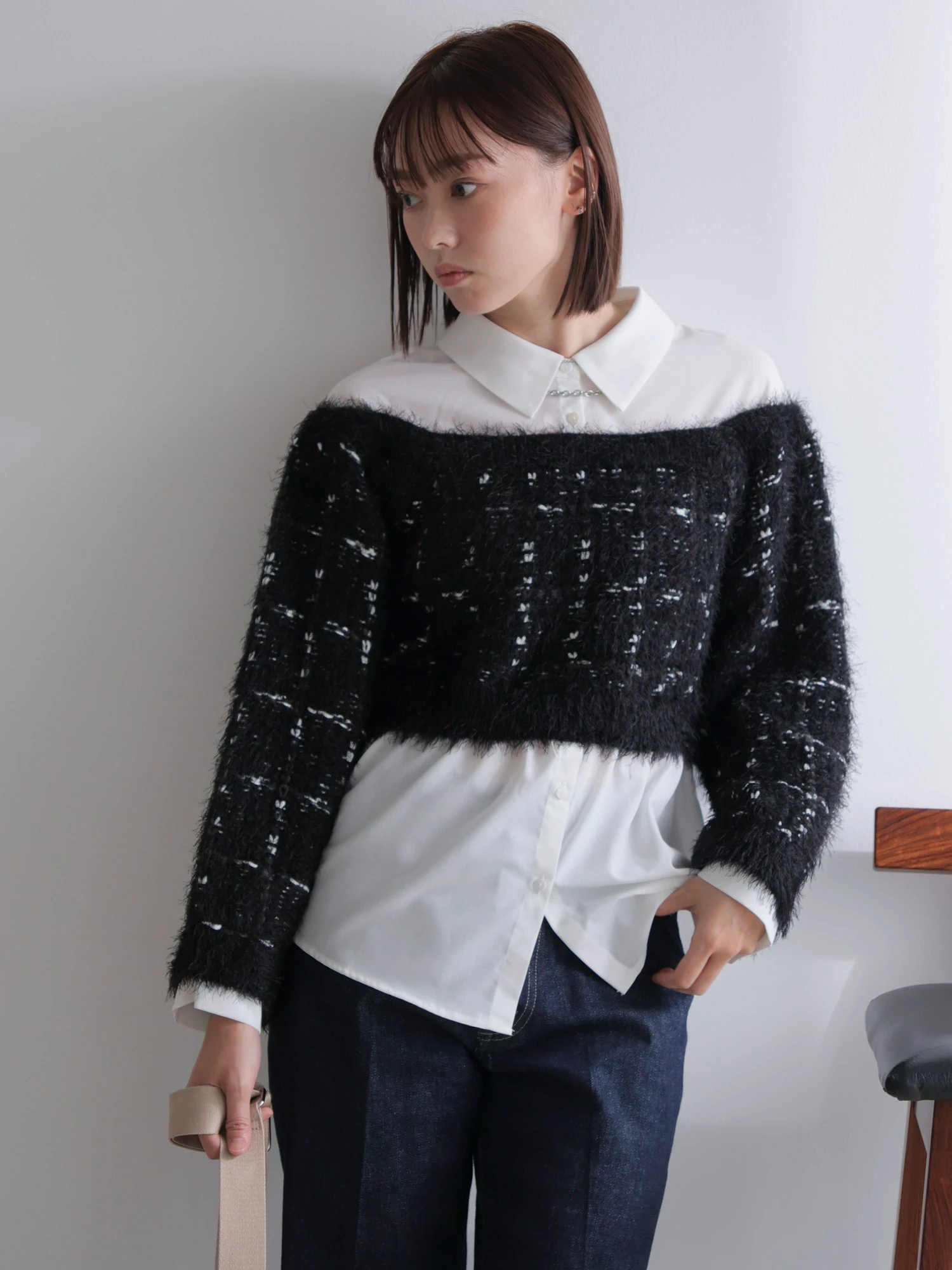 LADYMADE（レディメイド）｜ シャツドッキングフェザーツイード