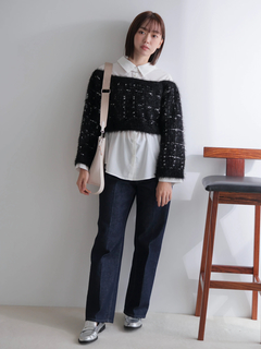 LADYMADE(レディメイド) |シャツドッキングフェザーツイードニット