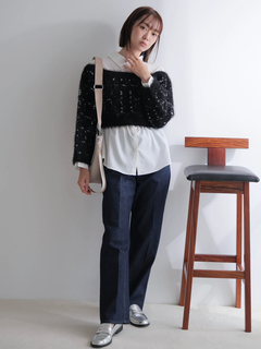 LADYMADE(レディメイド) |シャツドッキングフェザーツイードニット