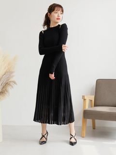 LADYMADE(レディメイド) |スリットスリーブプリーツニットワンピース