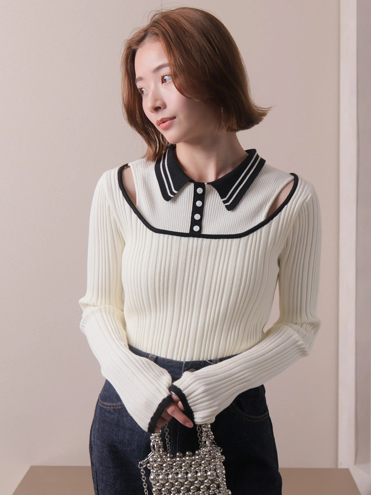 LADYMADE（レディメイド）｜ レイヤードスリットリブニット アイテムの 