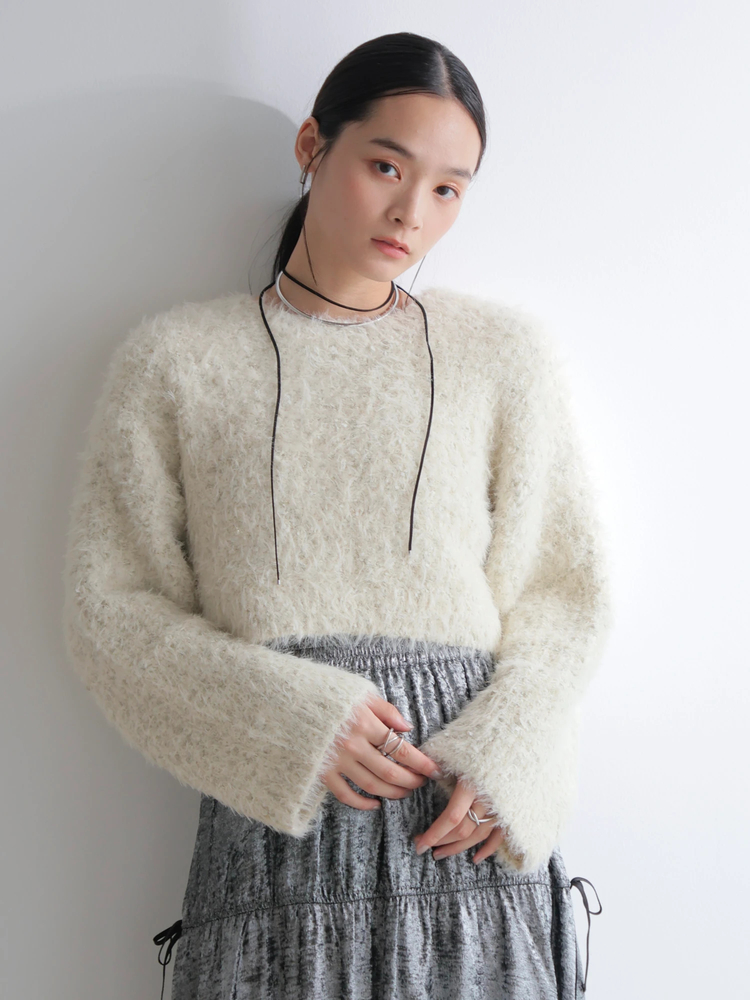 LADYMADE(レディメイド) |ラメフェザーショートニットカーディガン