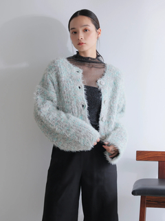 LADYMADE(レディメイド) |ラメフェザーショートニットカーディガン