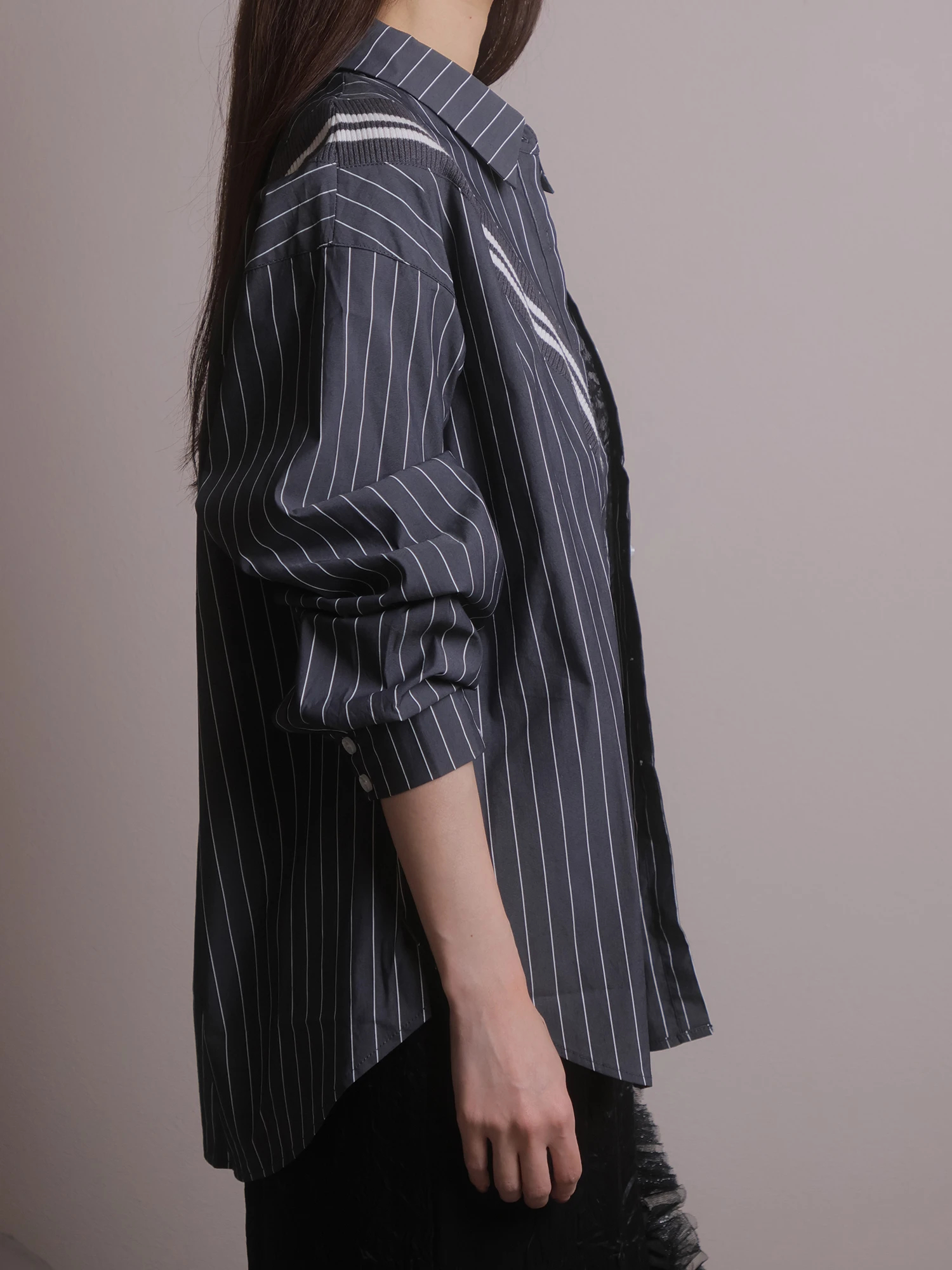 LADYMADE（レディメイド）｜ アシメリブライン切替シャツ アイテムの