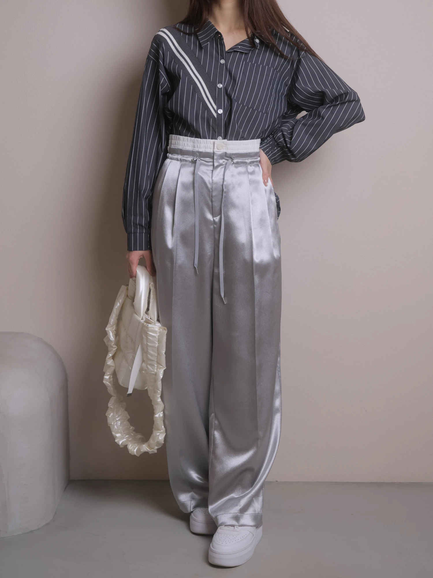 LADYMADE（レディメイド）｜ アシメリブライン切替シャツ アイテムの