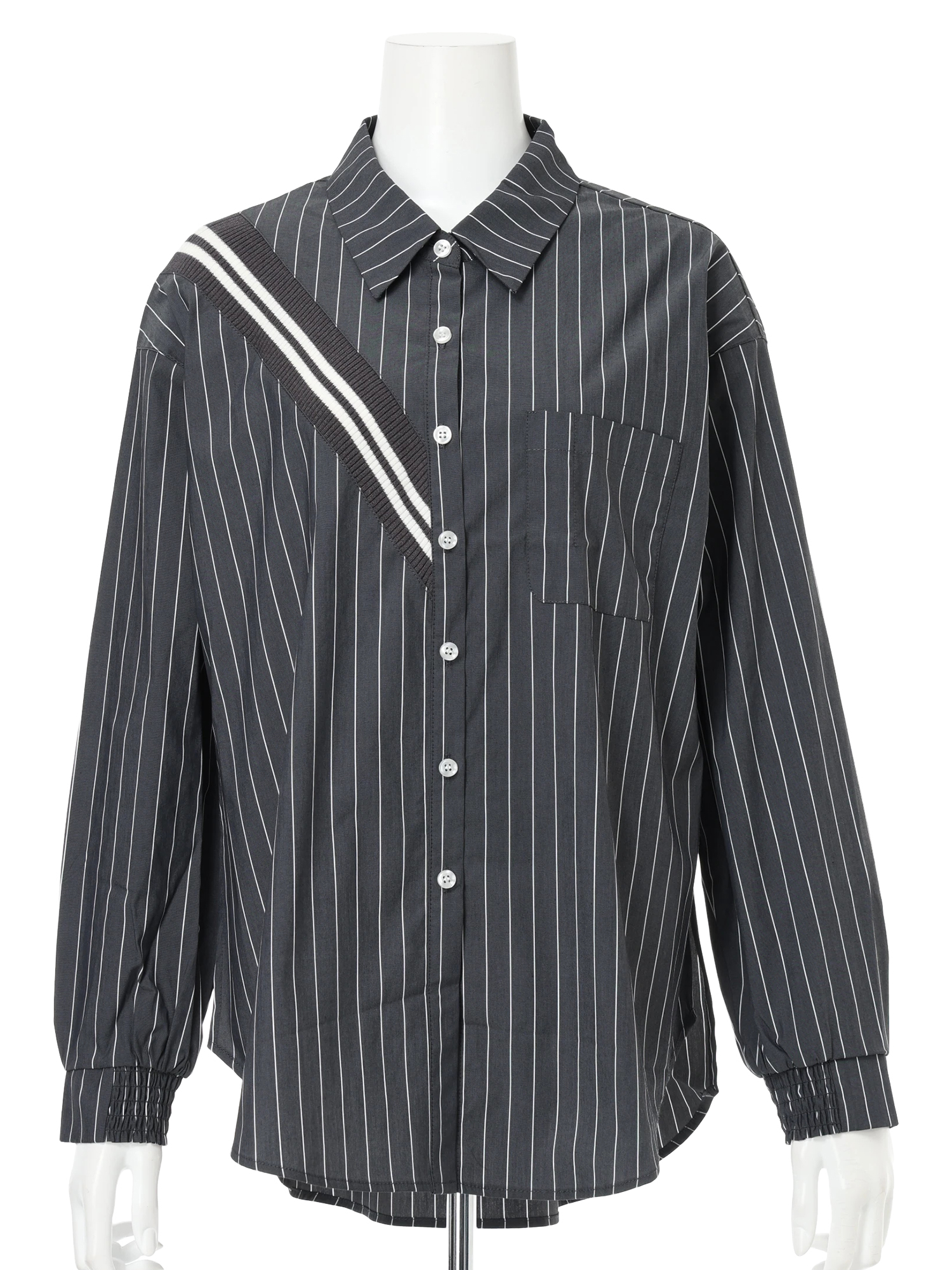ジャンク品ANNDEMEULEMEESTER2008AWツイード切替シャツXXS LADYMADE（レディメイド）｜ アシメリブライン切替シャツ アイテムの
