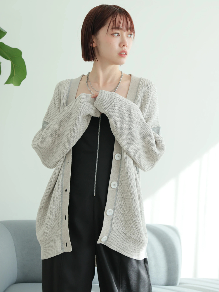 LADYMADE(レディメイド) |バイカラーラメニットカーディガン