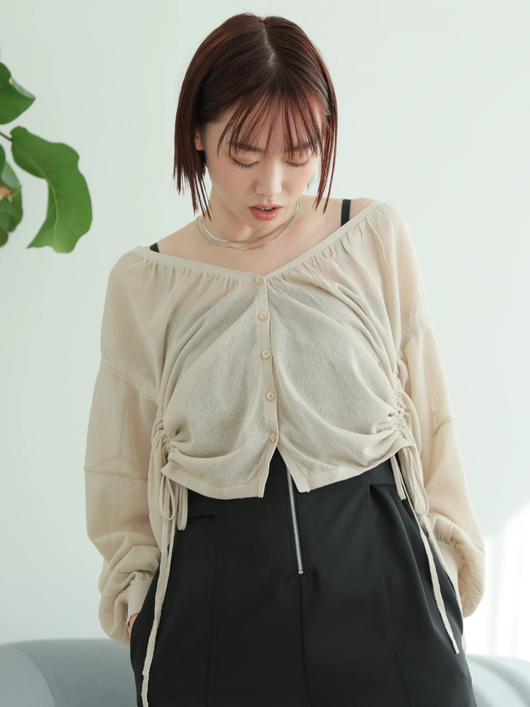 LADYMADE(レディメイド) |シャーリングシアーニットカーディガン