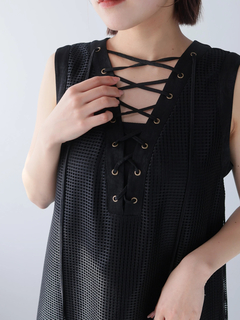 LADYMADE(レディメイド) |レースアップメッシュワンピース